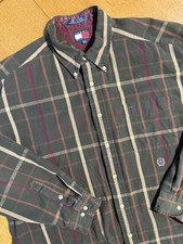 VINTAGE Tommy Hilfiger Shirt Mens XL Plaid Flannel Crest Logo Button Down 90s