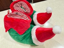 New Ladies Mens Elf Christmas Plush Slippers One Size Holiday Shoes Costume