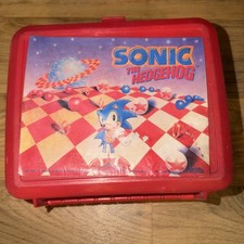 Rare Vintage Sonic The Hedgehog 1995 Plastic Lunch Box RED SEGA Plastic, Flaws