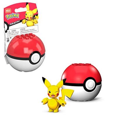Mega Construx GKY69 - Pokemon Pikachu Bauset mit Pokeball, 16 Bausteinen, Spielz