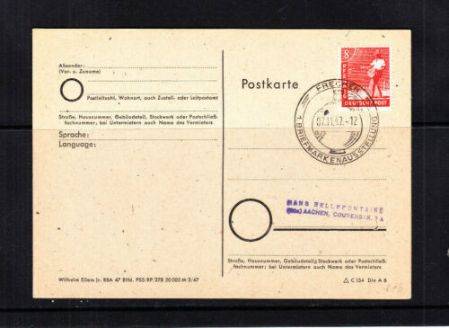 7.11.1947, Deutschland, DDR, Postkarte mit Stempel "Briefmarkenausstellung",  - Bild 1 von 1