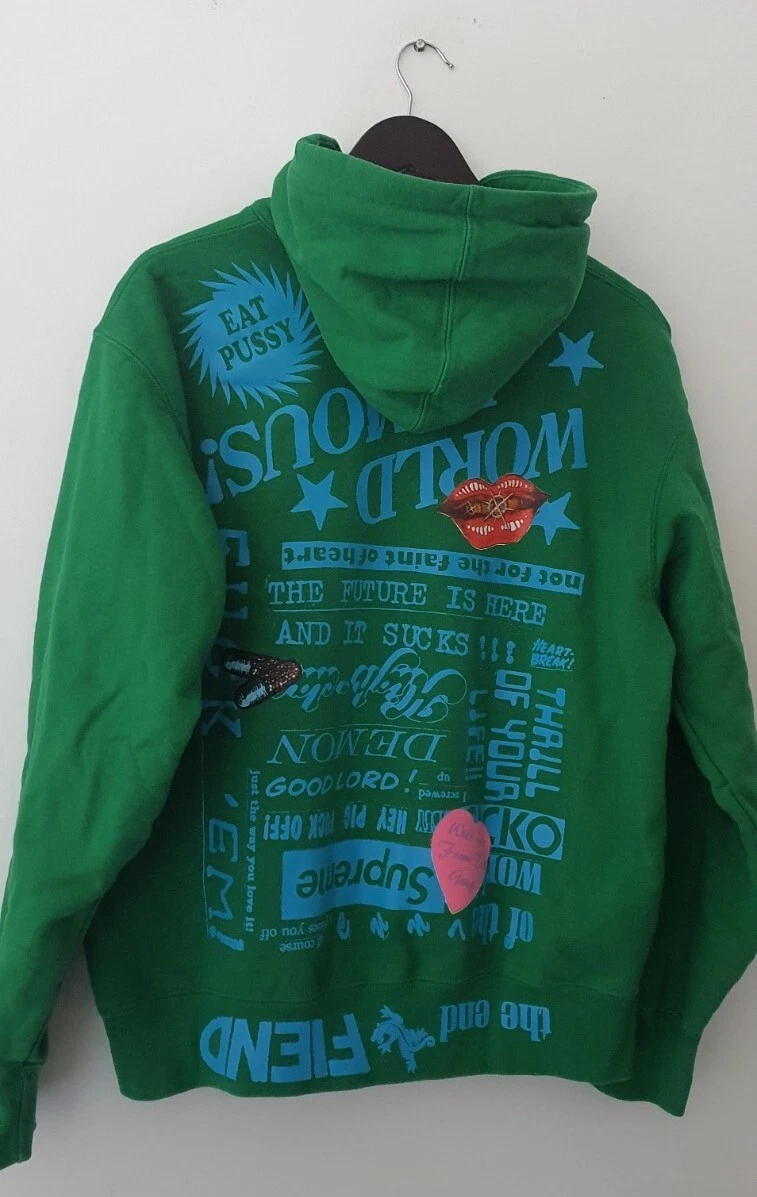 Sweat à capuche SS23 Supreme Fiend S petit sweat à capuche vert illustration par Weirdo Dave