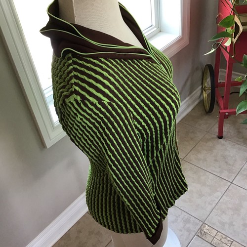 Samuel Dong Meryl Blend 3/4 Sleeve Textured Zip Jacket Size XL Brown / Green - Picture 8 of 9