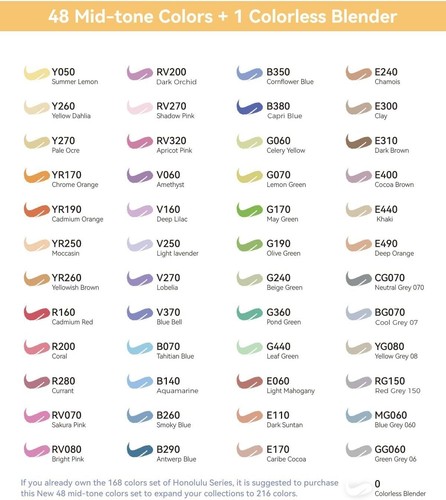 Marcadores de tono medio Ohuhu - 48 puntas de cepillo y cincel a base de alcohol de colores - recargables - Imagen 2 de 7