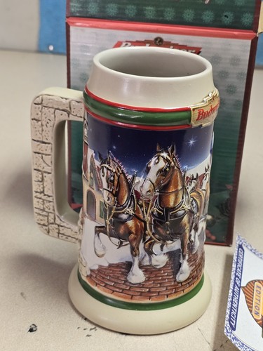 Christmas 1998 Budweiser Holiday Beer Stein Grant's Farm Holiday (CS343) - Picture 6 of 8