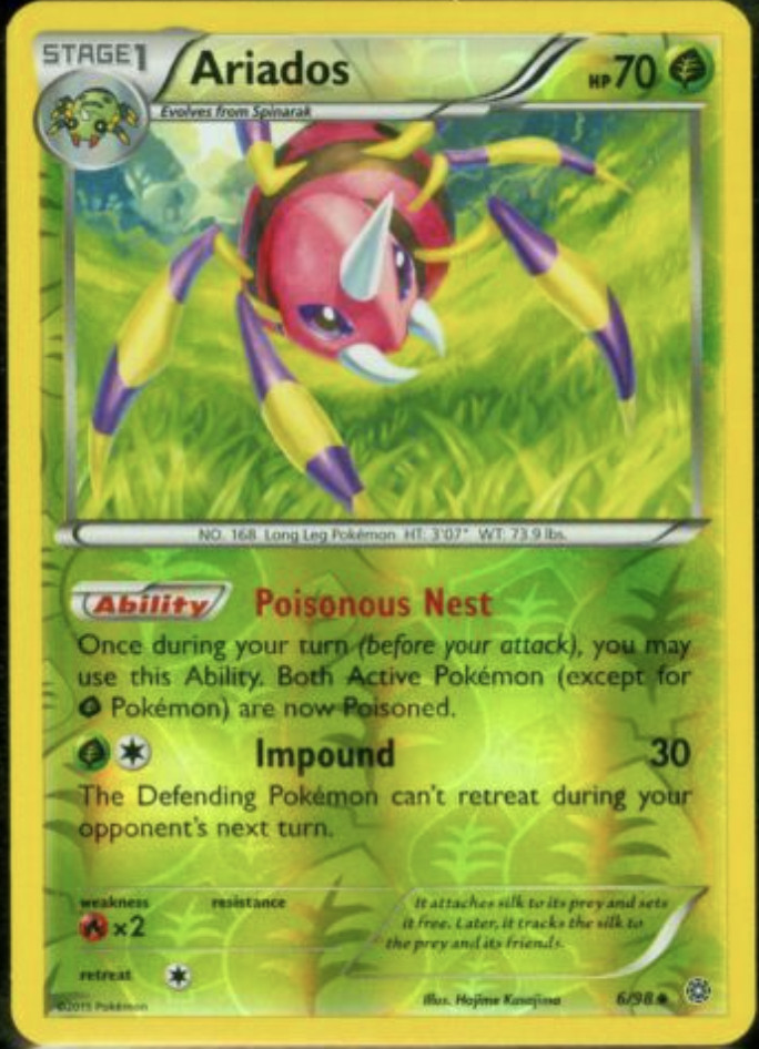 Pokemon - ARIADOS - 6/98 - Reverse Holo  - XY Ancient Origins - NM/M - New