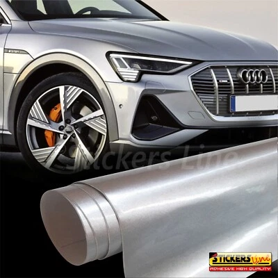 Pellicola adesiva Grigio Argento Lucido Metallizzato cromo wrapping auto moto