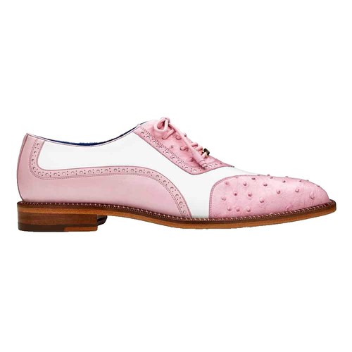 Modello Corso Handmade Italian Leather Men's Oxford Dress Shoes - Pink Cowhide Suede, Lace-Up