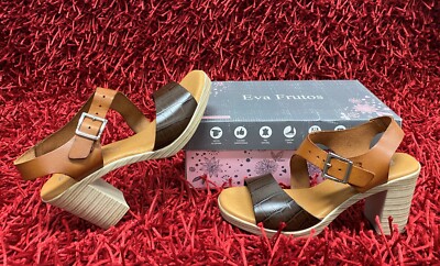 Sandalias De Tacón Mujer Eva Frutos Talla 38 Marrón Nuevo