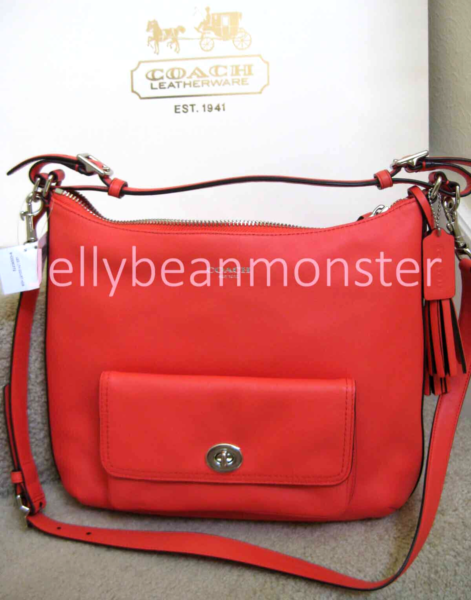 COACH トンプソン ボディバッグ レッドレザー希少カラー！ COACH 22381 LEGACY LEATHER COURTENAY HOBO BAG PURSE Bright Coral