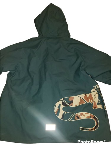 WIPPETTE KIDS Rain Coat Jacket Size 4 Green Iguana Hooded Pockets Outerwear - Picture 2 of 9