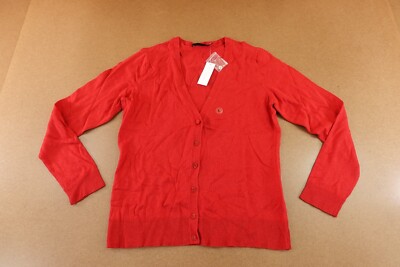 7th Avenue NY&C Womens Size Large Red Lightweight V Neck Cardigan Sweater NWT