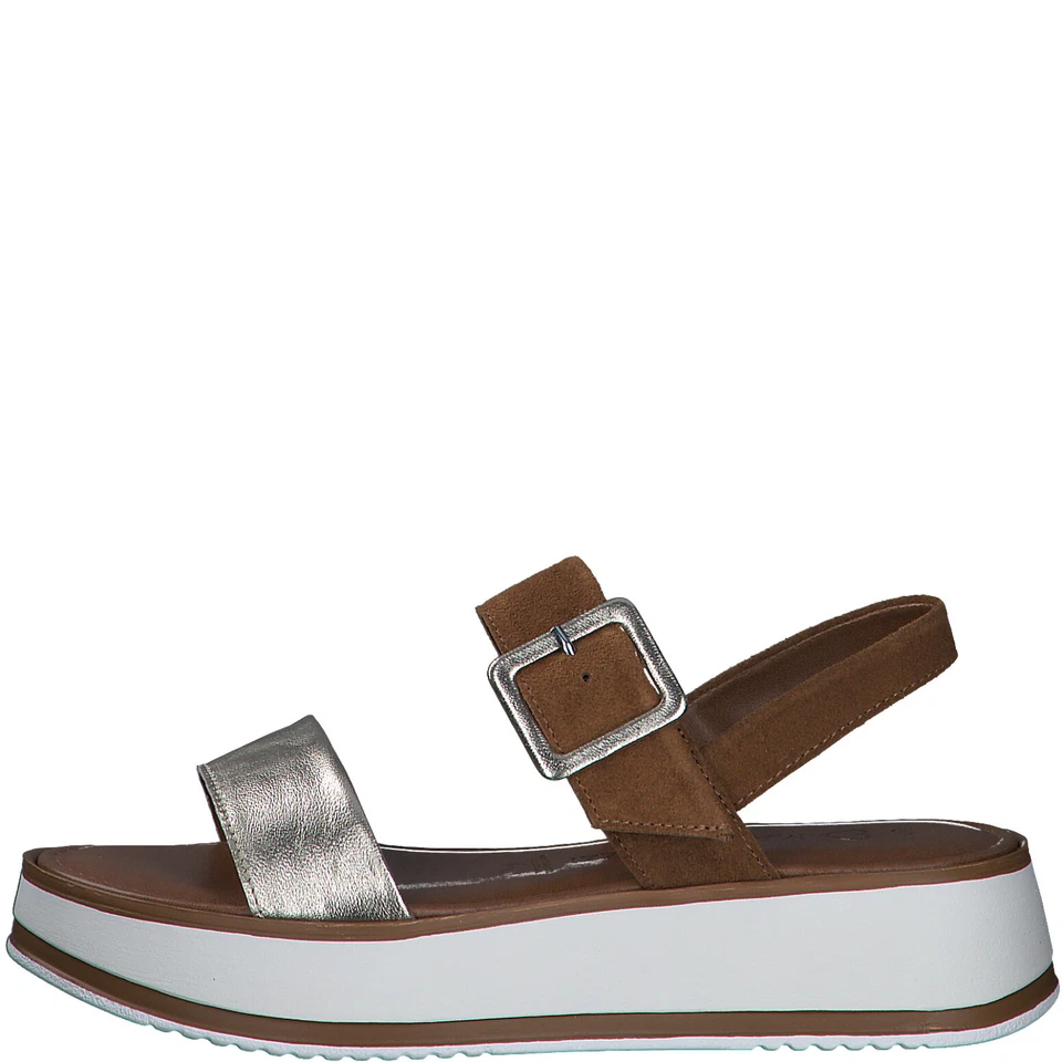 Sandalias Marco Tozzi Sandalias Zapatos Cuero Marrón Dorado 28240 Foto 2 de 4