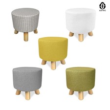 Sgabello tondo con piedi in legno, pouf poggiapiedi mod. Nemo