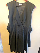 Calvin Klein Black Dress V-neck Belt Sleeveless Fit & Flare Cotton See Desc. Sz