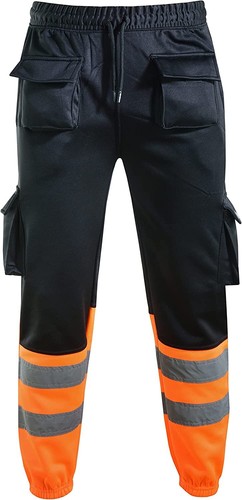SEA3 Men's Hi Viz High Visibility Safety Fleece Cargo Work Trousers Joggers - Picture 39 of 43