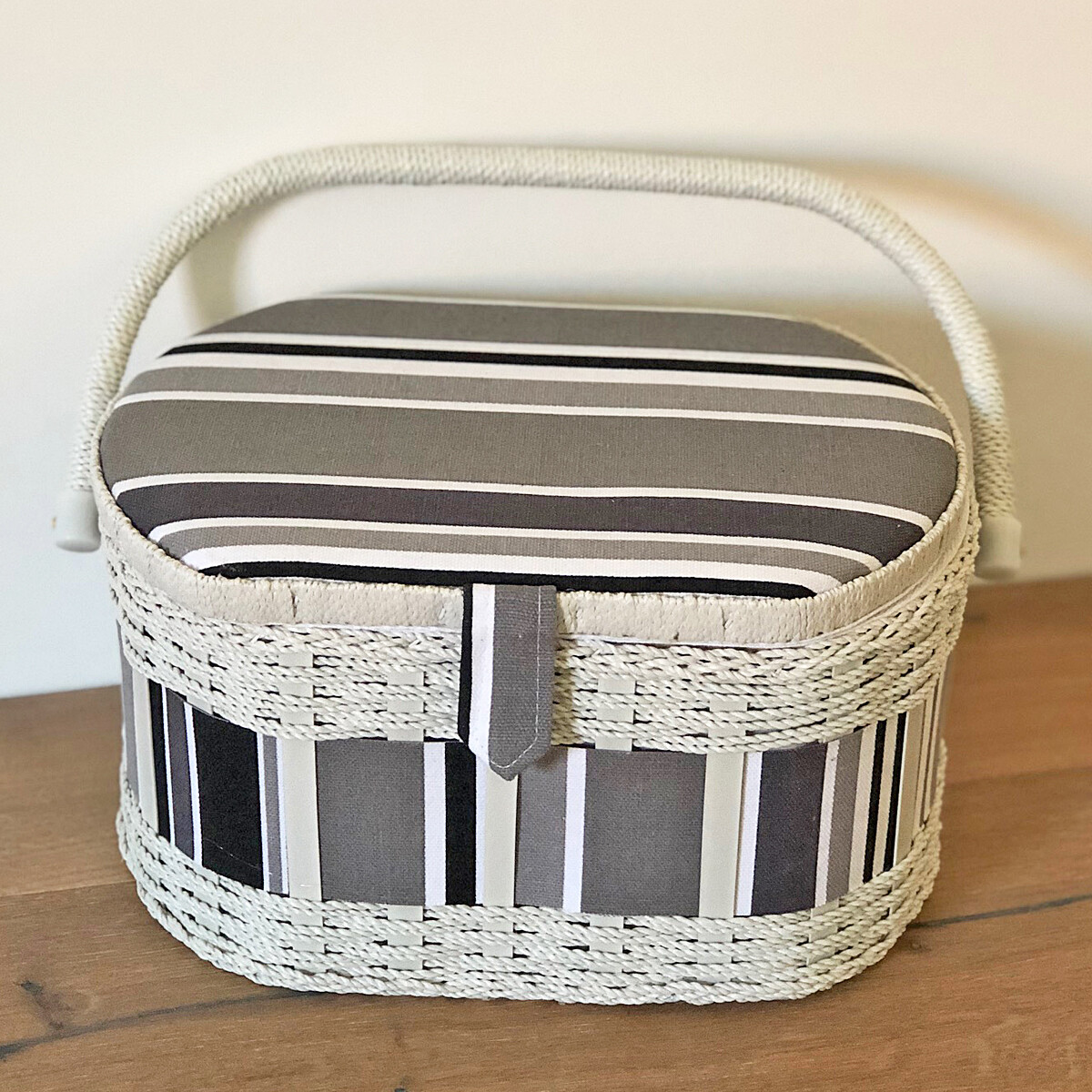 Pssopp Nähkorb Organizer Aus Stoff – Lila, Ca. 24x17,5x12,5 Cm, Mit Griff (ohne Nähzubehör)