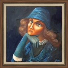 Painting ORIGINAL Oil canvas Modern contemporary  Art surrealism by Pronkin BLUE