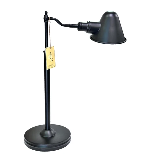 Ralph Lauren Classic Adjustable Desk Lamp Black Metal with Conical Black Shade