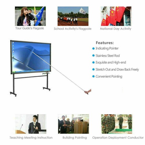 5ft Extendable Flagpole Stainless Steel Flag Pole Telescopic Portable Metal Stic - Picture 6 of 8
