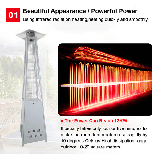 Pyramid Outdoor Patio Heater 13KW Adjustable Power Waterproof Windproof Protect - Picture 8 of 14