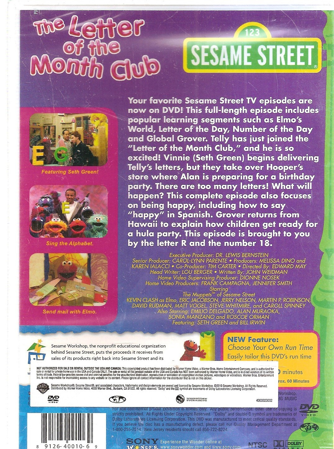 Sesame Street Letter of the Month Club (DVD, 2007) New Sealed 1022C