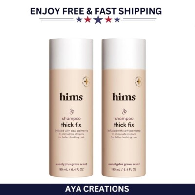 Hims Thick Fix Hair Thickening Shampoo  Saw Palmetto Vegan 6.4oz Each 2-Pack