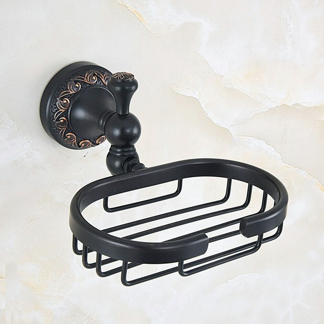 Oil Rubbed Bronze Carved Base Wall Mounted Bathroom Soap Dish Holder
