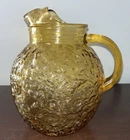 Vintage 1960's Anchor Hocking Glass Honey Gold Lido Milano 96-ounce Pitcher
