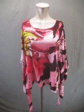 NATORI Size XS Womens Lightweight Round Neck Short Sleeve Tie Oversized Top 414