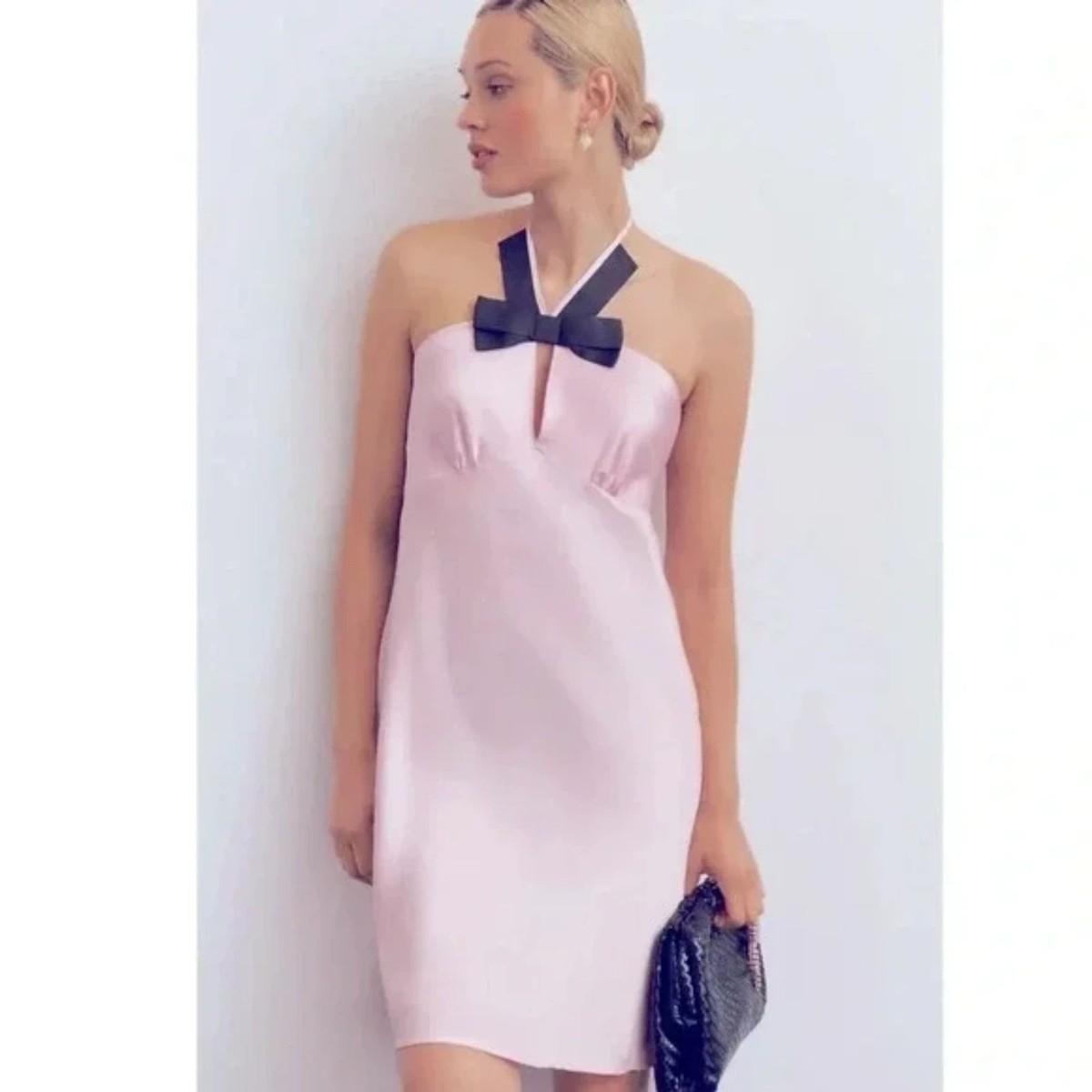 open lace back dress New Anthropologie BHLDN "Bowed Halter Dress" by Hitherto in Pink, Size   The Mustard Dandelion