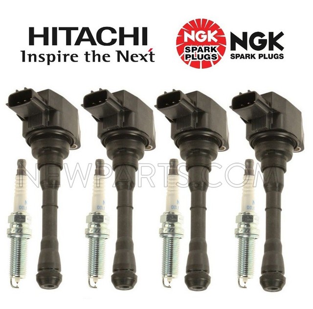 NEW 4 Hitachi Direct Ignition Coils & 4 NGK Spark Plugs Kit for Nissan