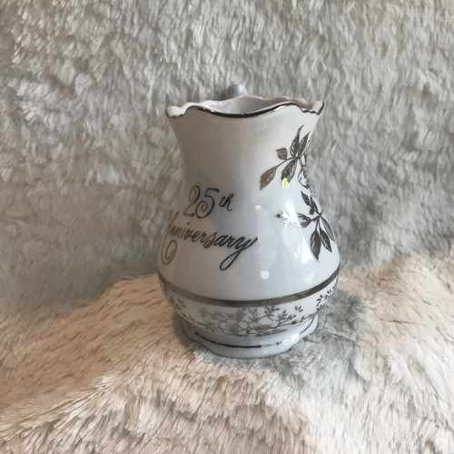 Special 25th Anniversary Sm Pitcher Silver Trimmed Scallop Edge Norcrest Japan - Picture 3 of 7