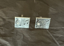 Vintage Classic Swank Nuty muzyczne i arkusz szczelinowy Muzyka Srebrne linki do mankietów