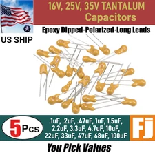 5 Pcs | 16V, 25V, 35V | Radial TANTALUM Capacitor | You Pick Value | US SHIP