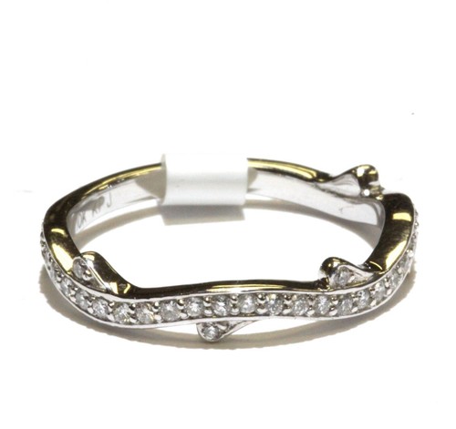 10k white gold .33ct Natural diamond contour curved freeform wedding band ring - Picture 3 of 8