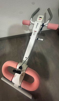 FITCOACH Aerobic Trainer Heimtrainer Fitnessbike LCD, Bandwiderstand, Weiß/Rosa