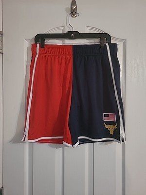 Under Armour Project Rock Men's Size Large USA Red White Blue Shorts 1383311-600