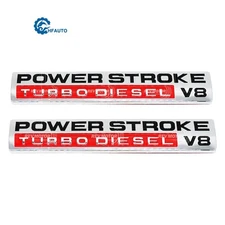2Pc Left Right Door Emblems Badges Fit Power Stroke Turbo Diesel V8 Chrome