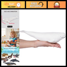 12" Realistic Beluga Whale Toy - Soft Rubber Marine Animal Figure, Kids Gift