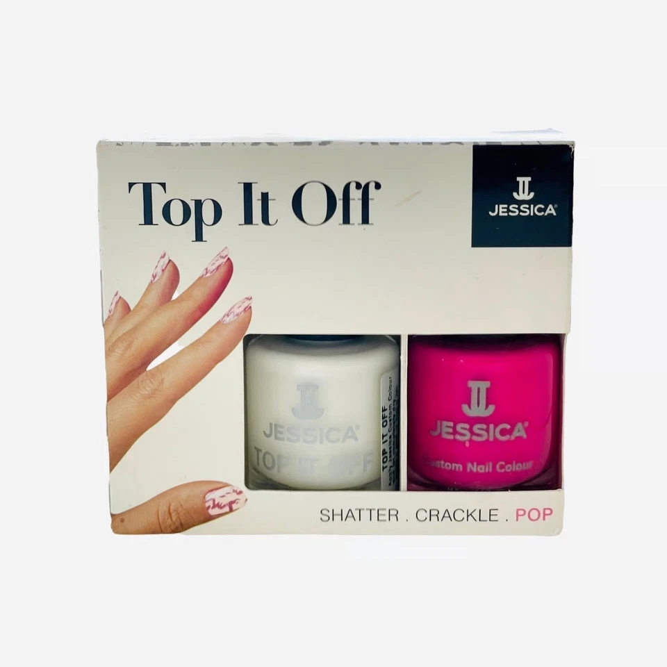 Juego de esmalte de uñas Jessica Top It Off Shatter Crackle 481 dúo de esmalte de uñas nuevo en caja Foto 3 de 4