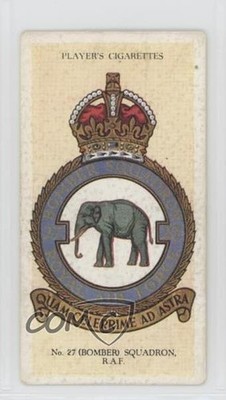 1939 Player's RAF Badges Tobacco No Motto Back No 27 (Bomber) Squadron #20 0f3j