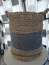 Woven Wicker Tall Rustic Basket Bag African Market Storage Logs Kindling