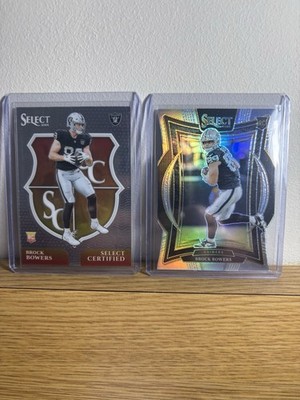 TWO 2024 Select  Brock Bowers  ROOKIES: Select Certified & Die-Cut Prizm   