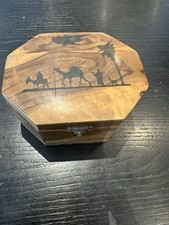 Antique/Vintage Cyprus Handmade Olive Wood Octagonal Jewelry Box