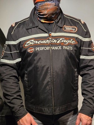 Harley Davidson Jacke Screamin Eagle, Herren, Nylon, Gr. L, schwarz