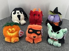 Puffkins Halloween Plush Lot of 6 Witch Scream Pumpkin Dracula Devil with Tag