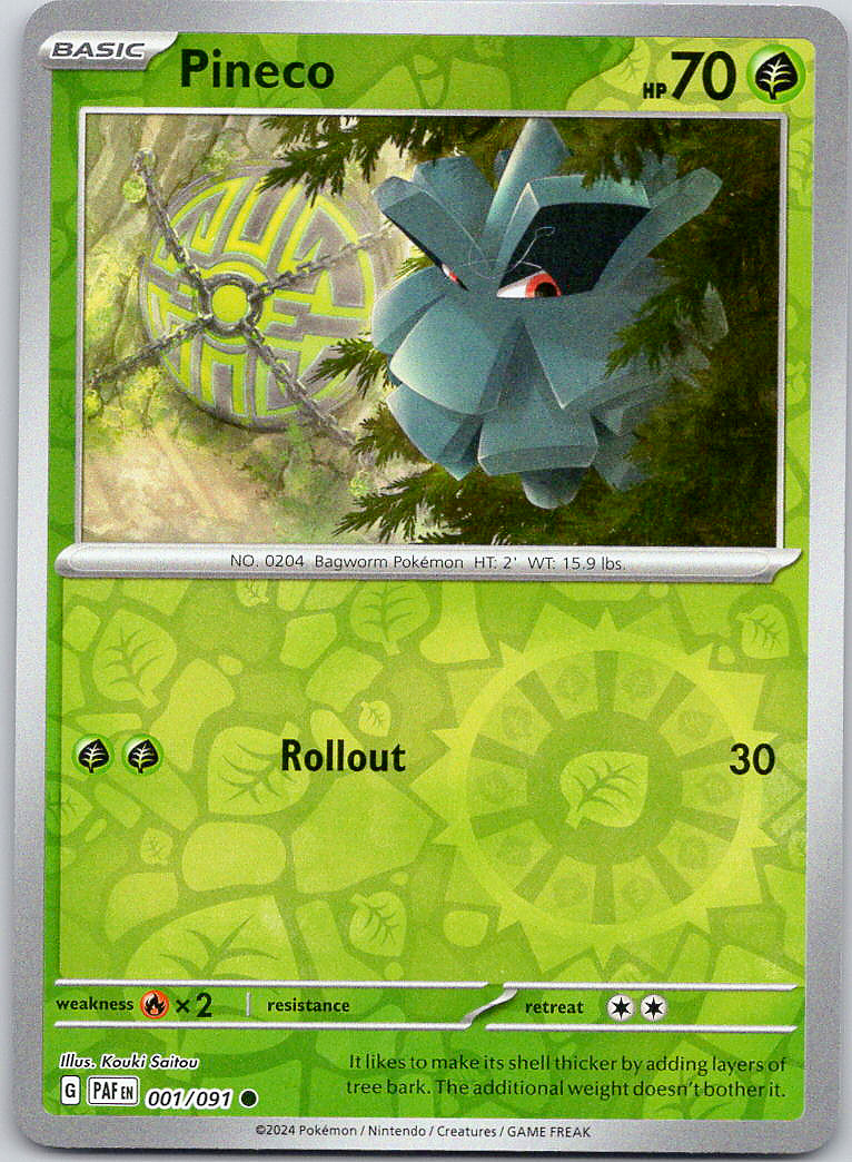Pokemon Pineco 1/91 Paldean Fates Common Reverse Holo NM TCG