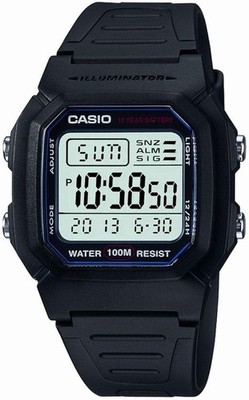 Casio W-800H-1AVES Digitaluhr 100M Water Resistant 10 Jahre Batterie - Neu