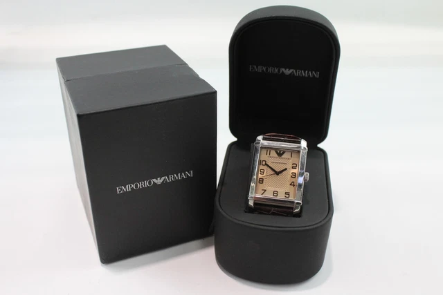 26 Emporio Armani Rectangular Case Watch Quartz Boxed WORKING